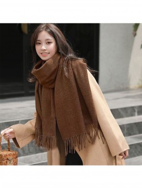 Premium Cashmere Feeling Solid Color Scarf W/ Tassels